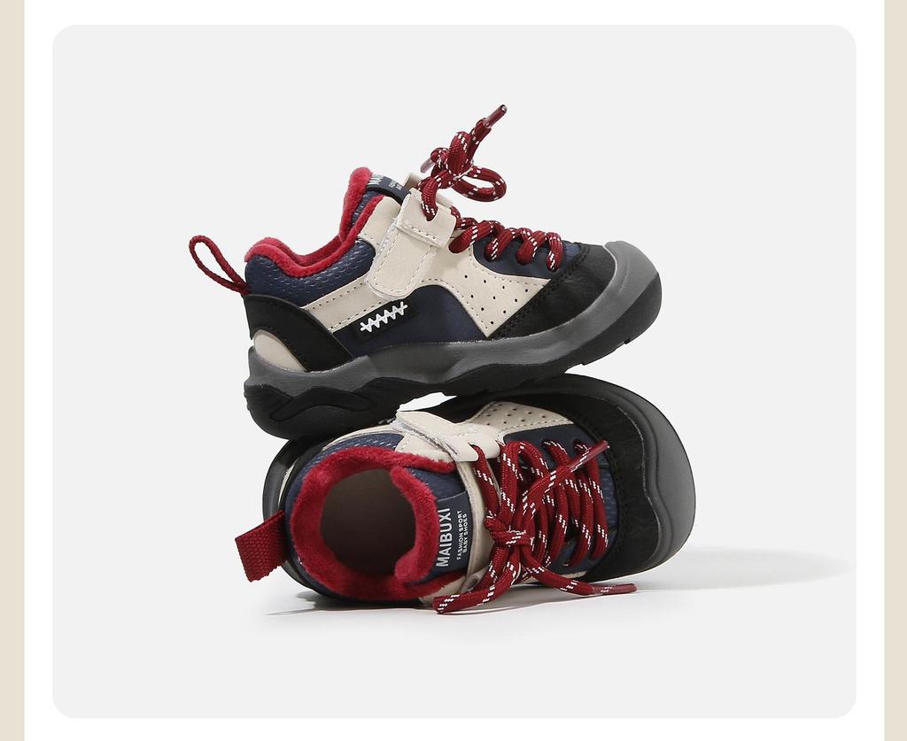 Children's Fleece-Lined Winter Shoes: Non-Slip, Soft Sole, Color-Block Sports and Casual Styles for Boys and Girls