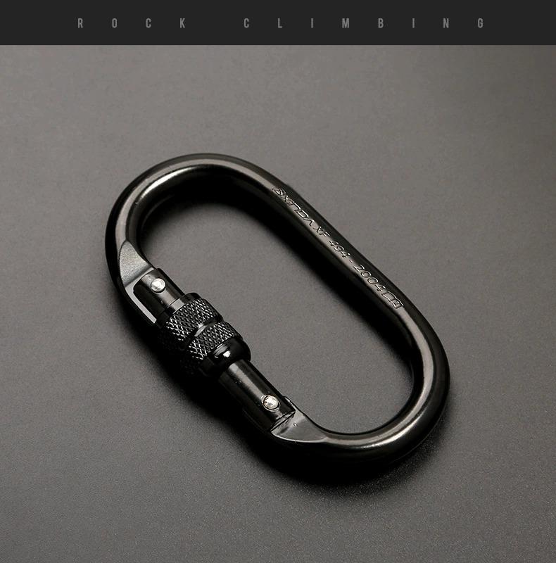 25KN O-Shaped Steel Lock Carabiner for Rock Climbing with Screw Lock Safety