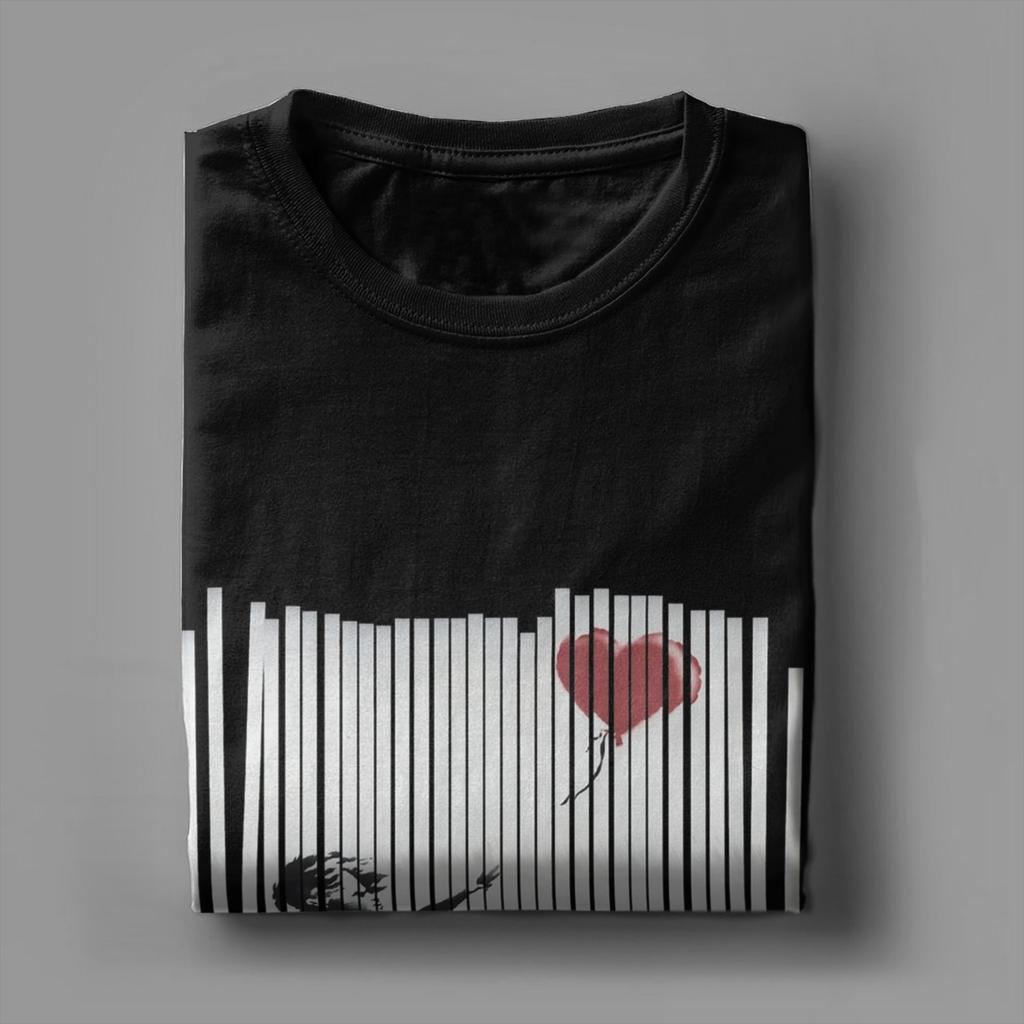 Banksy T-Shirt Sommer Zerrissenes Ballonmädchen Neuheit T-Shirts Herren Reine O-Ausschnitt Übergröße Kleidung Kurze Ärmel Lustiges T-Shirt