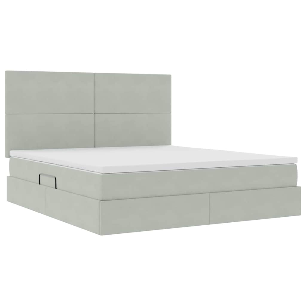 Storage Bed with Mattress Light Grey 160 x 200 cm Velvet