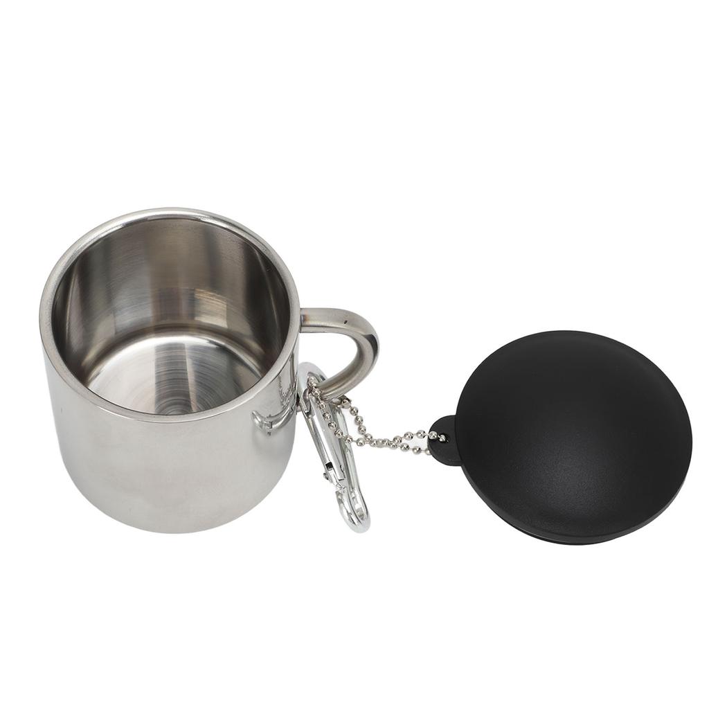 Camping Coffee Mug 110ml Heat Preservation Stainless Steel Teacup with Connection Buckle for