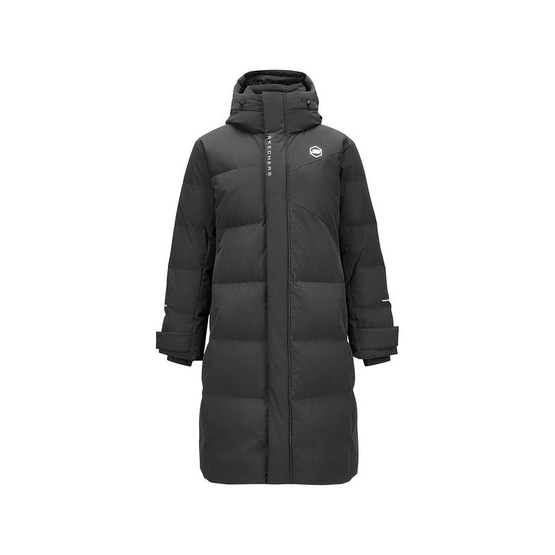 Skechers Comfort Sports Series Windproof Water-Repellent Cold-Resistant Warmth Anti-Bacterial Anti-Static Casual Hooded Long Down Jacket P424M022-0018 L