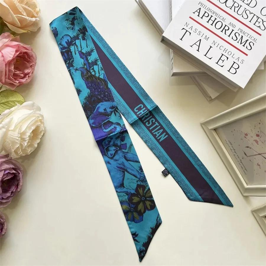 

Длинный шелковый шарф в французском стиле, галстук на ручку женской сумки, бант на воротник рубашки, повязка на голову, элегантный аксессуар, универсальный модный шарф