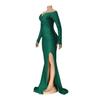 AL228 European & American Women's Silk Long Sleeve Floor-Length Dress