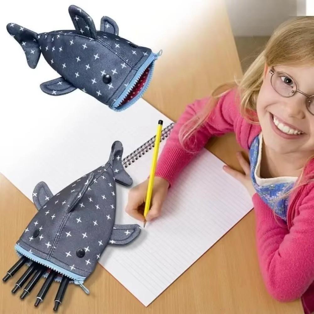 Shark Design Pencil Case Large Capacity Pen Bag Marker Organizer Office Stationery Storage
