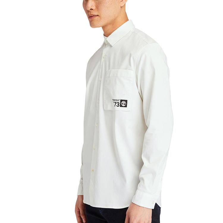 Timberland Logo Pocket Solid Long Sleeve Shirt Men shirts White A2G6M-A94