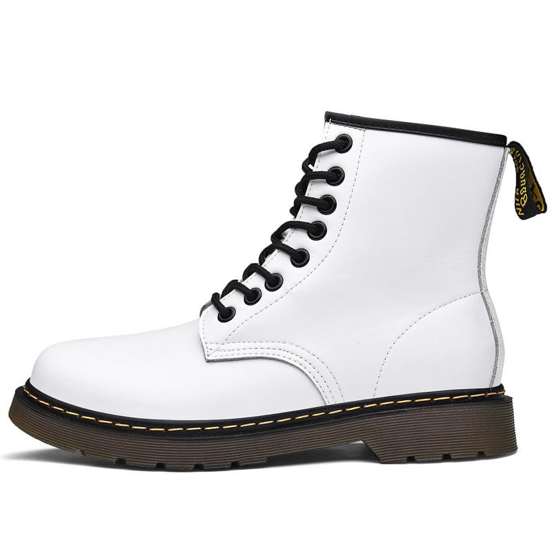 Large Size Hole Spring and Autumn Martin Boots Smooth Leather Classic Martin Shoes Fashion Men's and Women's Locomotive Boots Couple