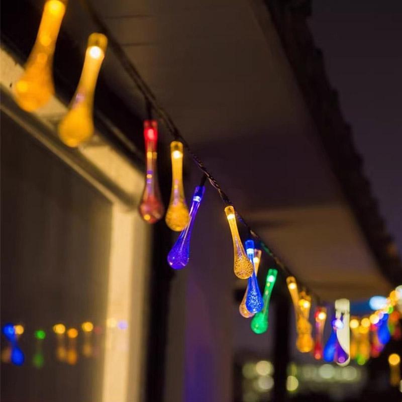 LED Water Droplets String Lights Waterproof Outdoor Decoration Battery Power Garland Fairy Lights Christmas Wedding Party Garden