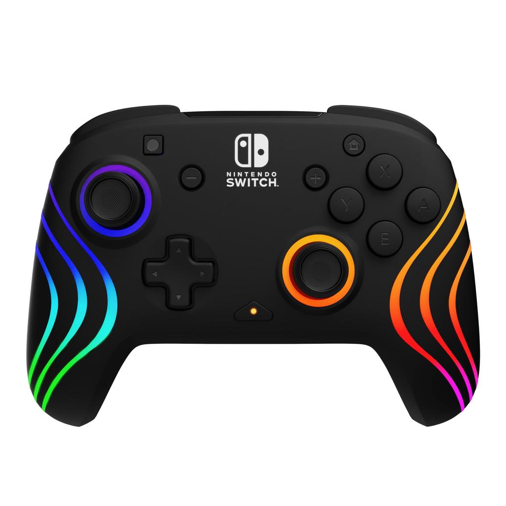 PDP Afterglow Wave Wireless Nintendo Switch Pro Controller with Motion Fully Licensed for Customizable LED Rechargeable Power Black Controls,
