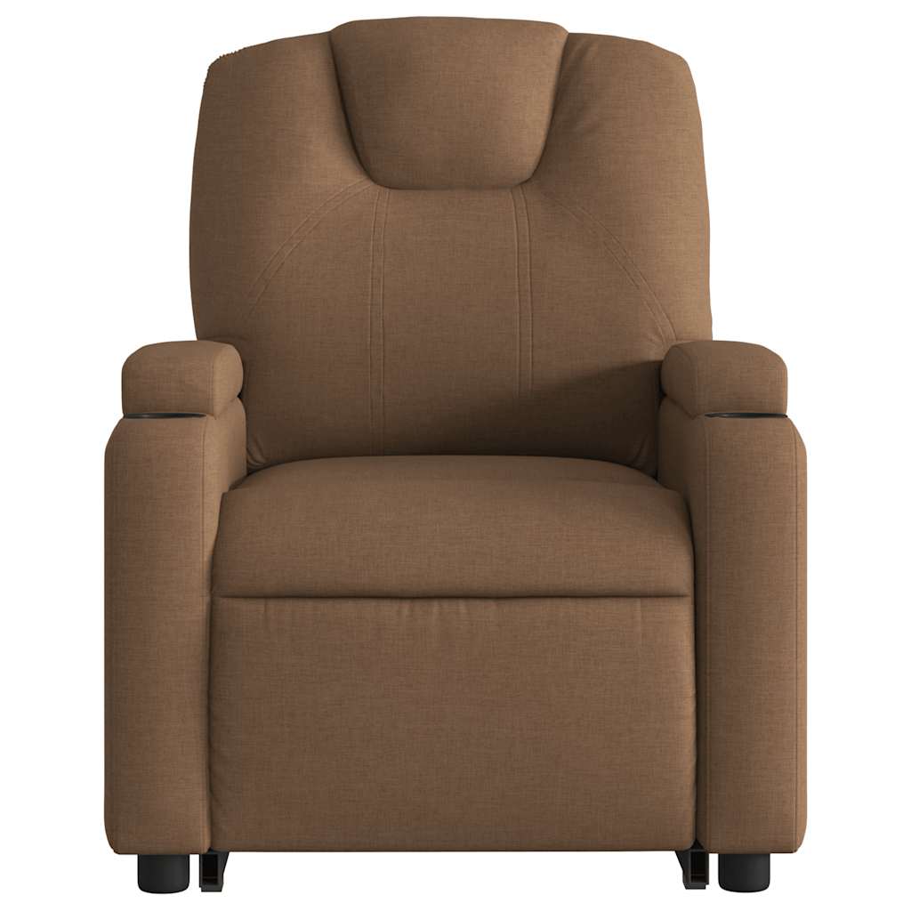 Electric Massage Recliner with Rising Function Brown Fabric