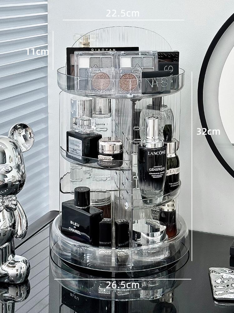 Rotating Cosmetics Organizer Makeup Storage Box Large Capacity Dressing Table Rack Acrylic Transparent Desk Perfume Storage Rack