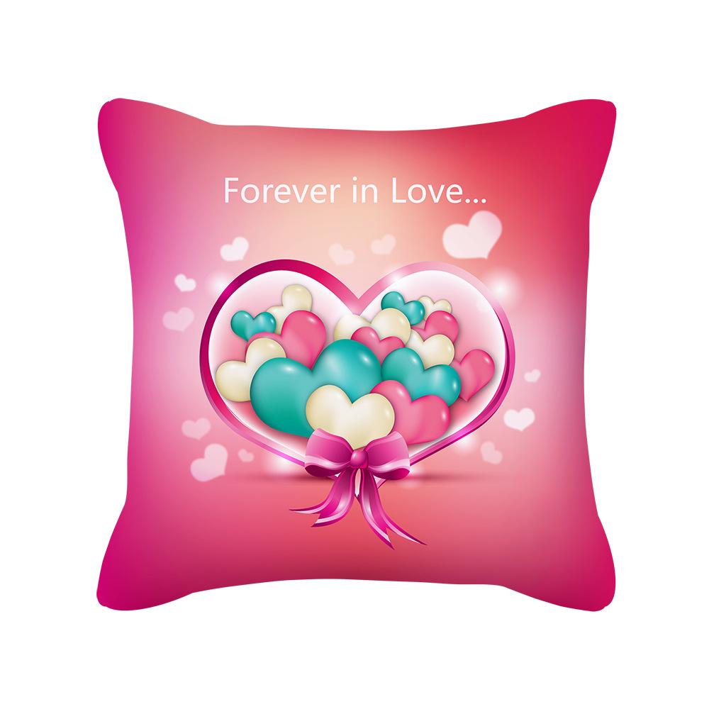 Peach Skin Pillowcase Valentine's Day Pillowcase Pink Heart-shaped Pillow Romantic Series Home Decoration Sofa Cushion Cover