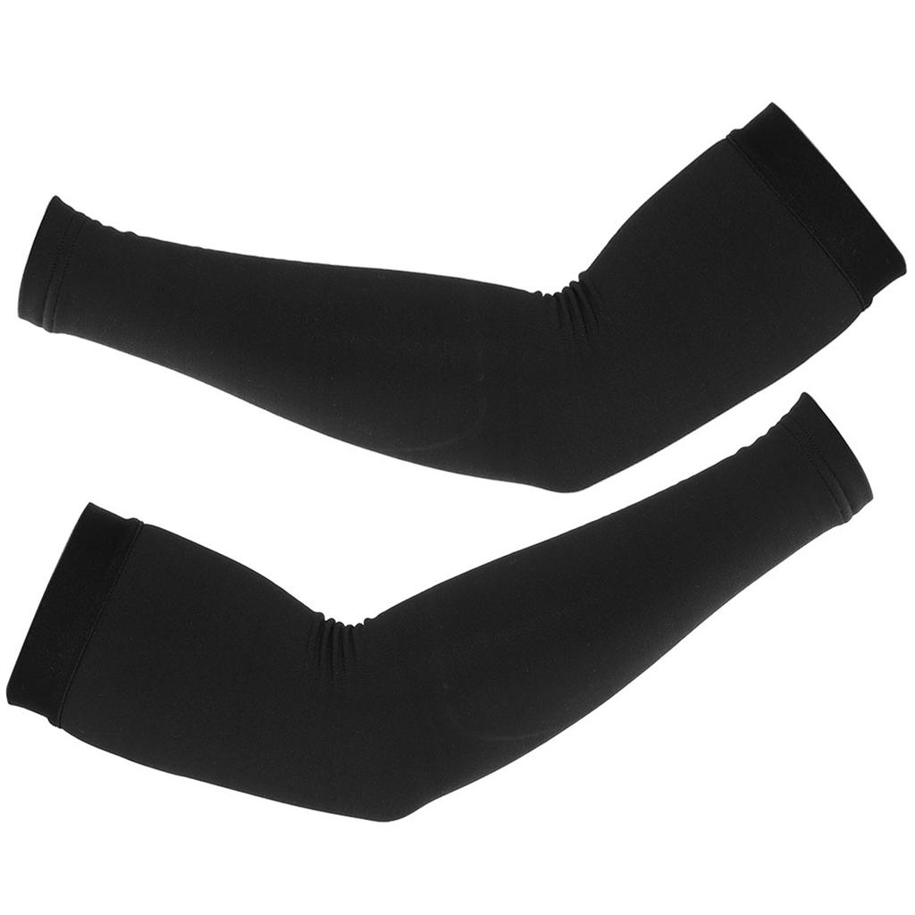 Cycling Windproof Fleece Arm Warmers Outdoor Sports Arm Sleeves Cover (Black L)