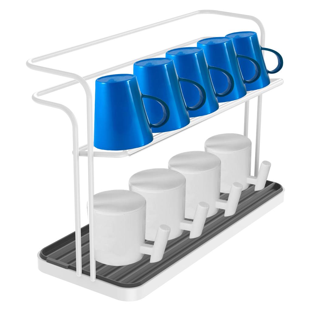 Cup Drying Rack Bottle Drain Tray Organizer Rack Kitchen Household 2 Layers Glass Cup Stand Drying Shelf Multifunctional