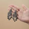 Vintage Hollow Out Droplet Flower Tassels Earrings Zinc Alloy Lightweight Dangle Jewelry for Women