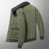 Men Autumn Winter Solid Color Jacket Lapel Long Sleeve Flap Pockets Zipper