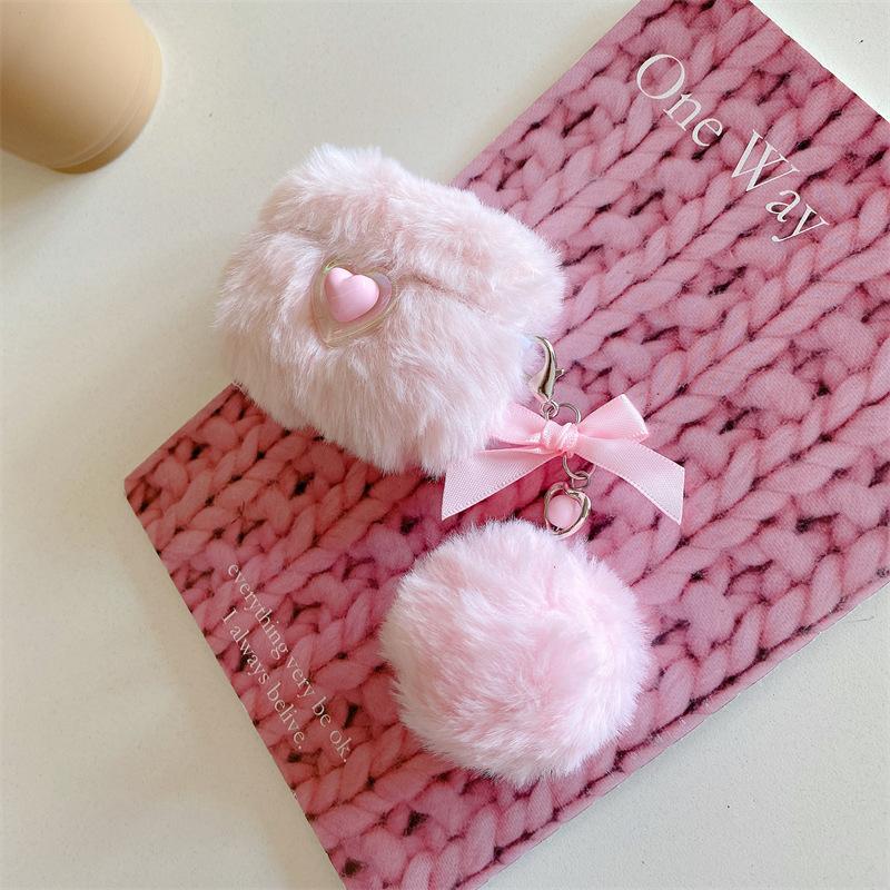 Cute pink plush love for AirPods 1 generation protective case 1 generation 1 generation pro1 apple bluetooth headset case