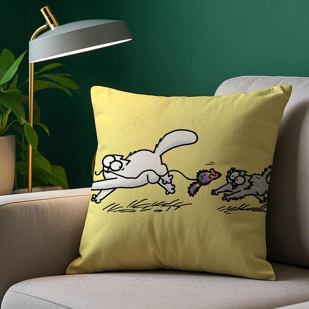 KawaiiS-Simons Cat B Cushion Cover Pillow Case Pillowcase Anti-dustmite Pillow Invisible zipper silky short plush Sofa cushion