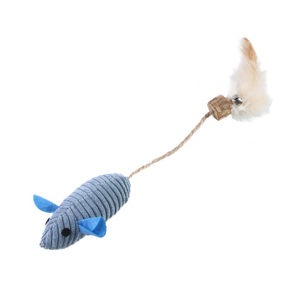 Mouse Cat Toy with Feathers Bells Cat Bell Toy Cat Toy Set with Feather Tail Bells Mouse Stimulates Hunting Instincts for Active
