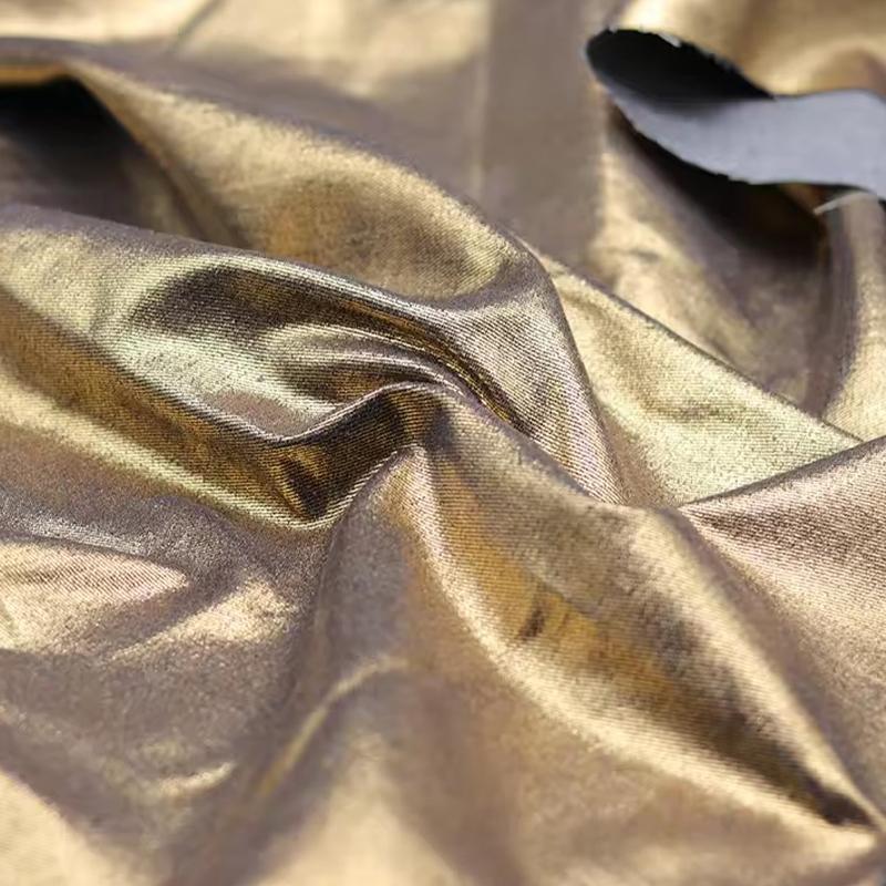 100x150cm Glitter Hot Stamping Water Washed Denim Fabric DIY Clothing Coats Textile Thicken Bronzing Golden Designer Fabric