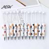 Cartoon Ghost Writing Pens Halloween Rhinestone Beadable Pen, DIY Sparkly Cat Pumpkin Plastic Beaded for Crafts Glitter Black Ink Ballpoint Pen Making