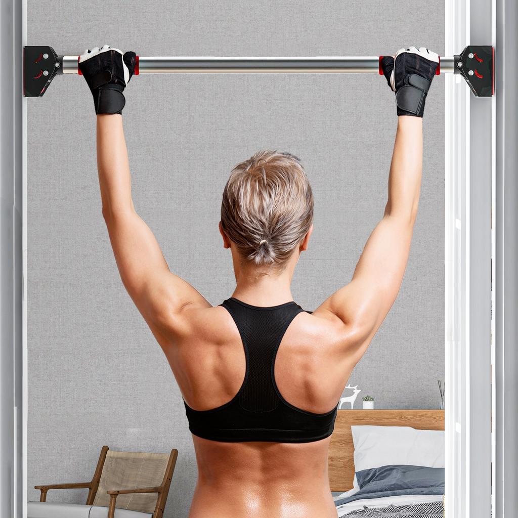 Doorway Pull Up Bar, No Screws Door Frame Chin Up Bar, Adjustable Length (75-92cm) for Home Gym Workout, Max Load 200kg