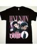 Black Oversized T-Shirt for Women Featuring A Print of Hyunjin with A Portrait and Signature, Perfect for Casual Wear and Fan Merchandise