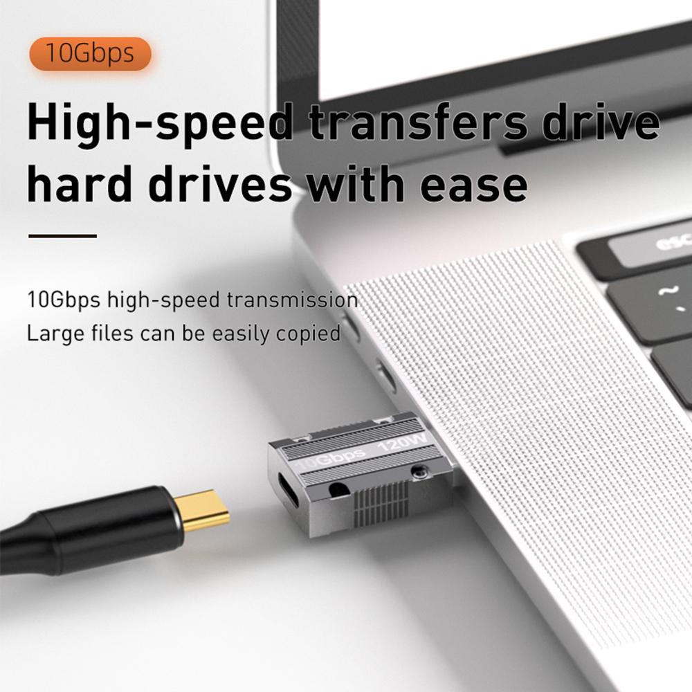 

Straight Head 120W Type-C Female to USB 3.0 Male Zinc Alloy Adapter Converter Support Data Transfer and Charging Silver
