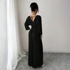 Damen Jumpsuit mit langen Ärmeln, Falten und weitem Bein, V-Ausschnitt und hoher Taille für elegante Alltagsmode