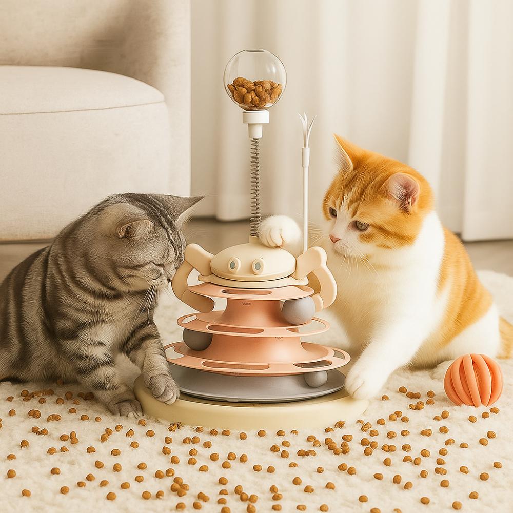 

Detachable Cat Ball Track Toy Rotating Roller Balls Toy Pet Puzzle Training Toy Multi-Cat рожевий