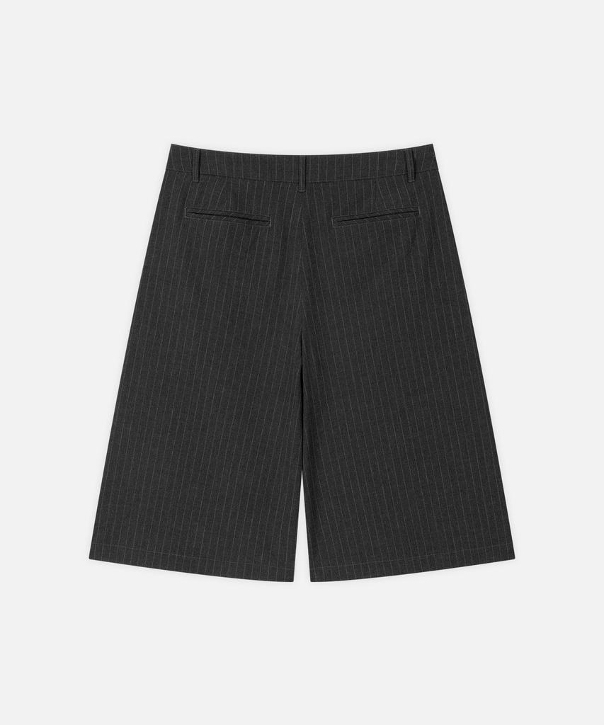 DRAW FIT Pinstripe Long Bermuda Slacks [Charcoal]