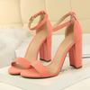 Fashion 2024 Summer Plus Size 34-43 Woman 9.5cm High Heels Sandals Classic Block Platform Pumps Lady Chunky Burgundy Yellow Nude Shoes