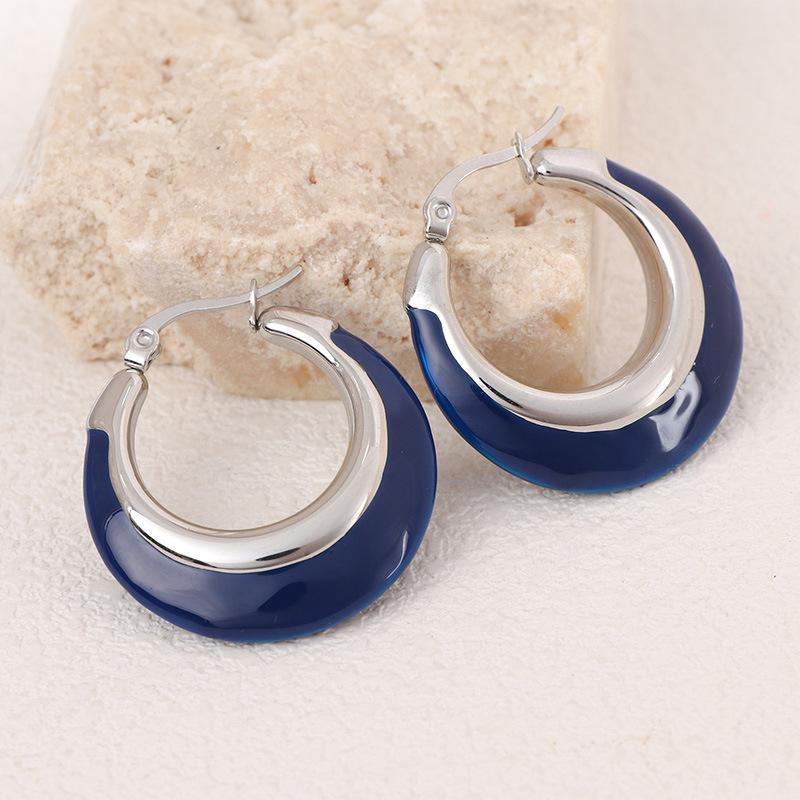 Retro Epoxy Circle Enamel Earrings: Fashionable, High-end & Versatile