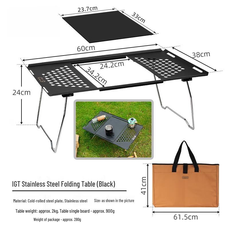ZISIZ Portable Folding Iron Table with Mesh Shelf