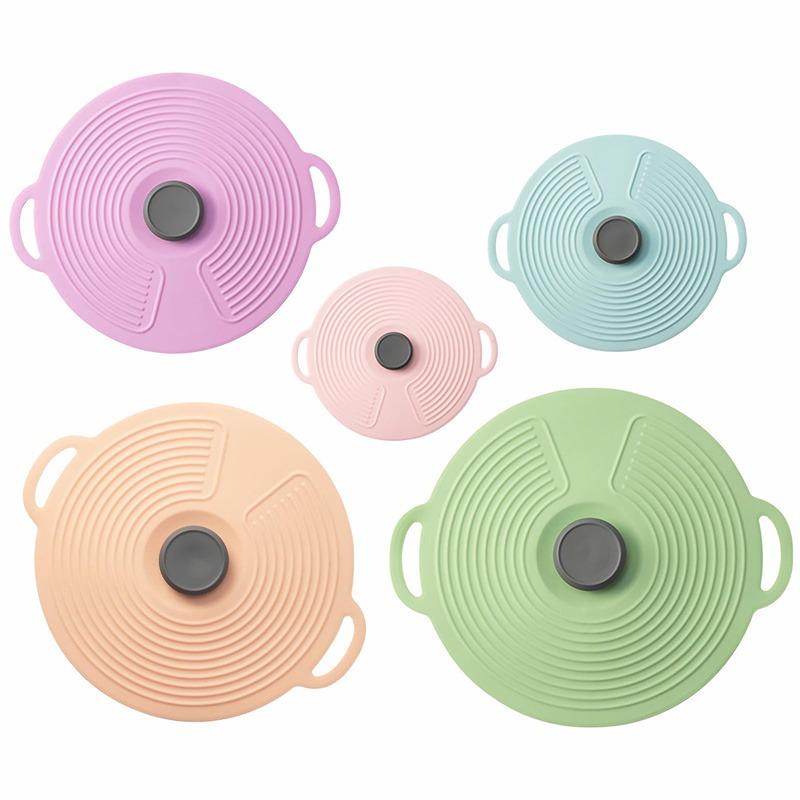 Silicone Lids For Bowl Reusable Sealed Suction Lids Fits Cups/Plates/Pots/Pans Food Storage Kitchen Gadgets 5 Size