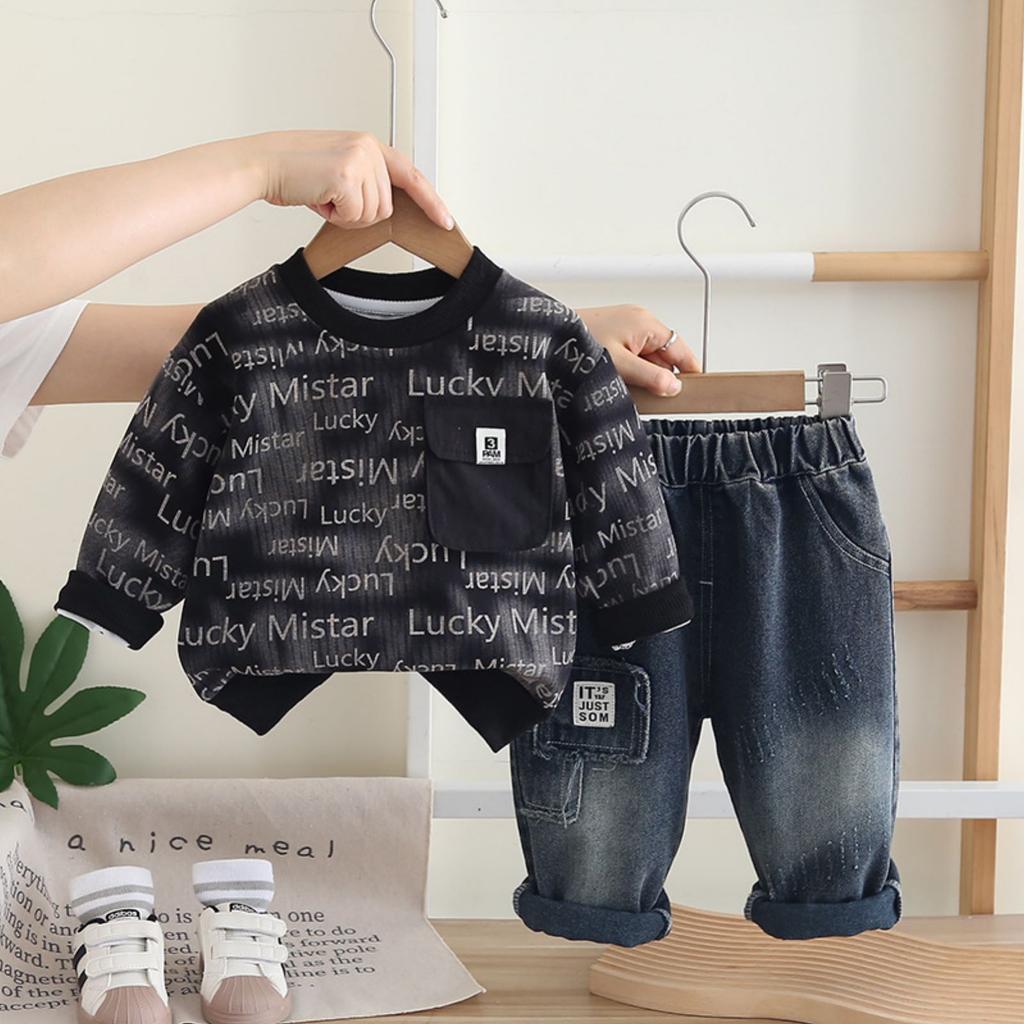 Dětská ležérní souprava s dlouhým rukávem, pohodlné každodenní oblečení