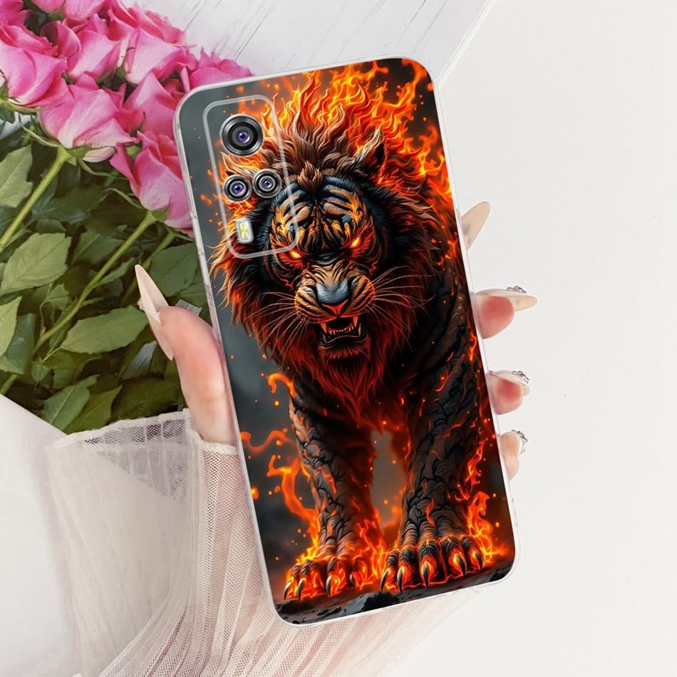 For Vivo Y51 V2030 V2031 Y51A Y31 Y33 Y53s 4G Cool Dragon Tiger Pattern Phone Case For Vivo Y51 2020 Soft Silicone TPU Cases