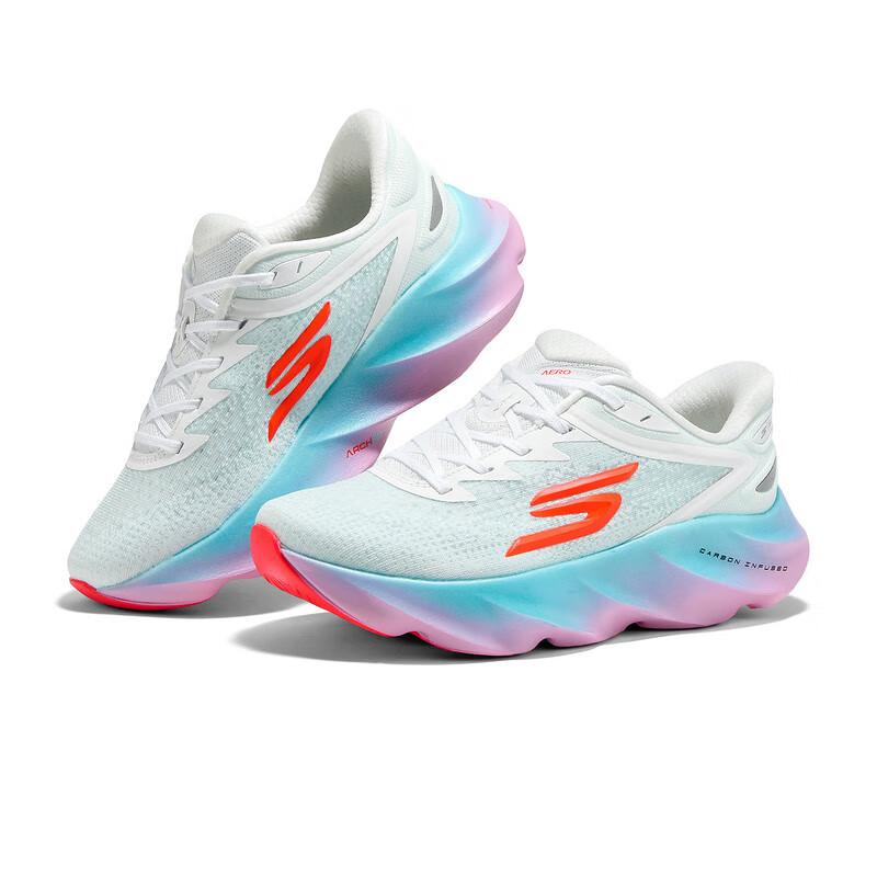 Skechers Aero Burst Comfortable Fabric Cushioning Support Low Top Casual Running Shoes Women Sneaker White 172215-WMLT