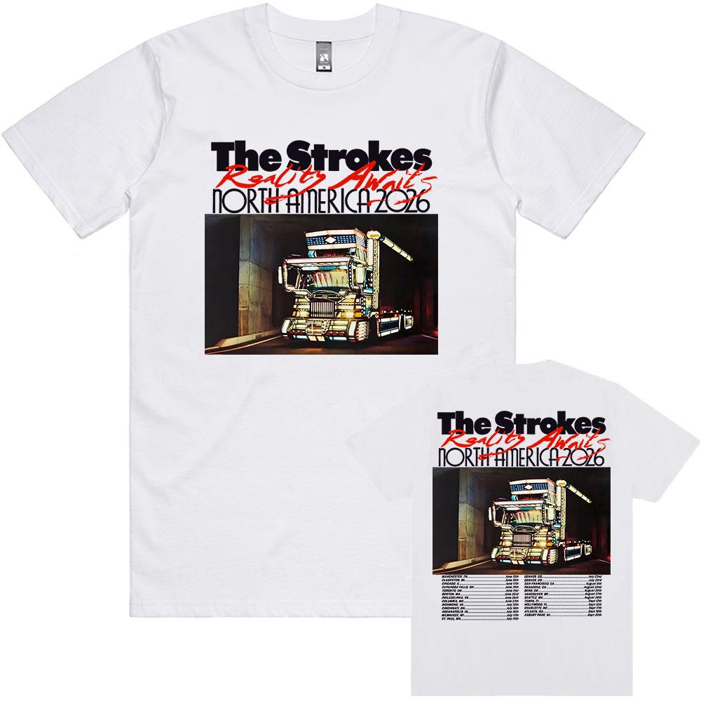 

Reality Awaits North America Tour 2026 T-shirt The Strokes Band Print Tshirts Cotton Summer Short Sleeve Tees Male Tees Shirt XS