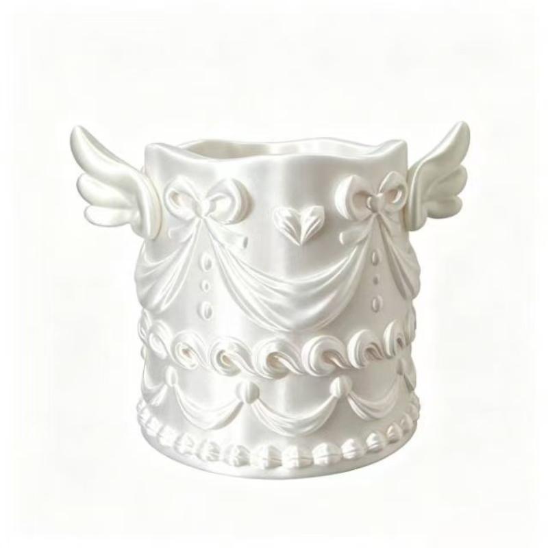 1Pcs Angel Wings Relief Cosmetic Organizer Bucket Premium Waterproof Makeup Brush Holder for Vanity Use