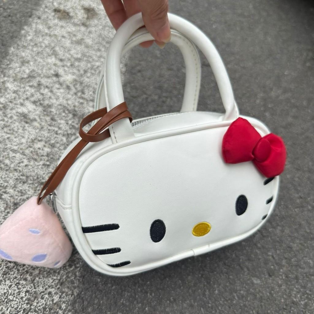 Hello Kitty Pu Material Tote Bag With Spliced Design And Inner Phone Pocket For Teens