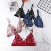 Blonde-BH uten stålring tube-topp tynn uten brystinnlegg dyp V-BH blonder blomstret sexy BH Bralette undertøy