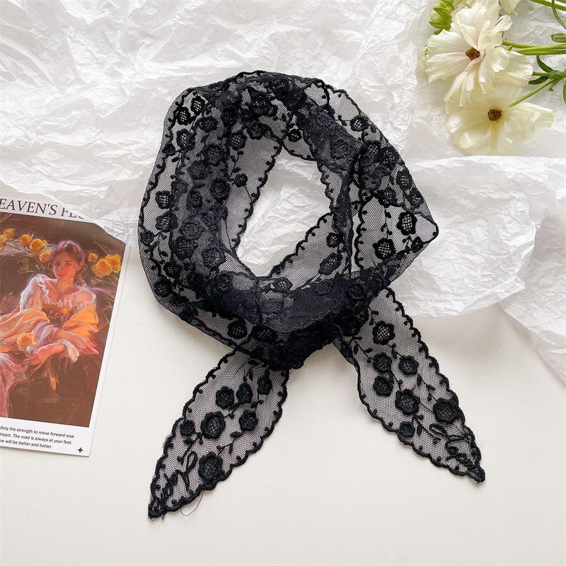 Korean Version Ins Pure Desire Lace Long Scarf Women's Spring Summer Hot Girl Layering French Accessories Hair Tie Headband