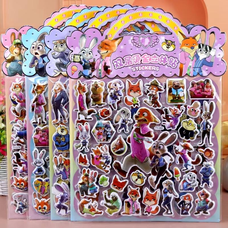 Zootopia Nick Judy3D Stereo Cartoon Double-Layer Sticker Animated Movie Merchandise Peripheral Mobile Phone Refrigerator Sticker