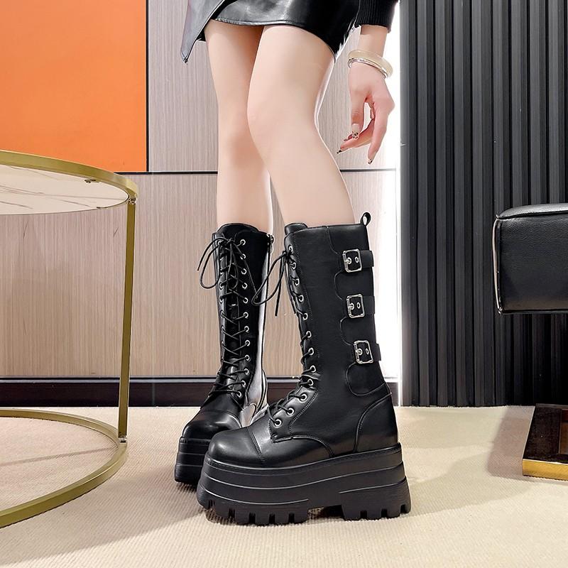 Fashion 2025 Autumn Winter Women's Boots Comfortable Versatile Thick Bottomed Slimming High Knee Boots Micro Fiber Material Korean Style