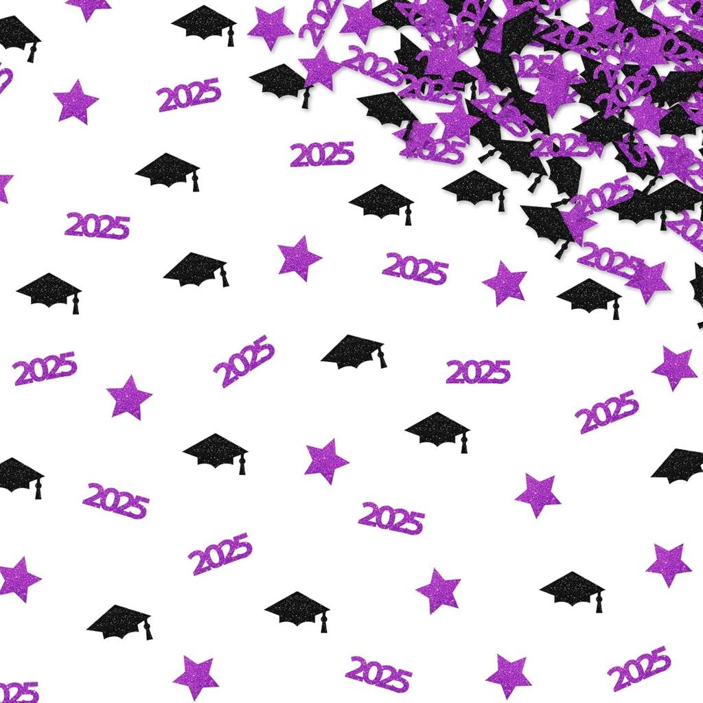 120pcs 2025 Graduation Confetti, Class of 2025 Confetti, Congrats Grad Table Scatter, Black&Pink Glitter Graduation Cap Table Scatter, 2025 Senior