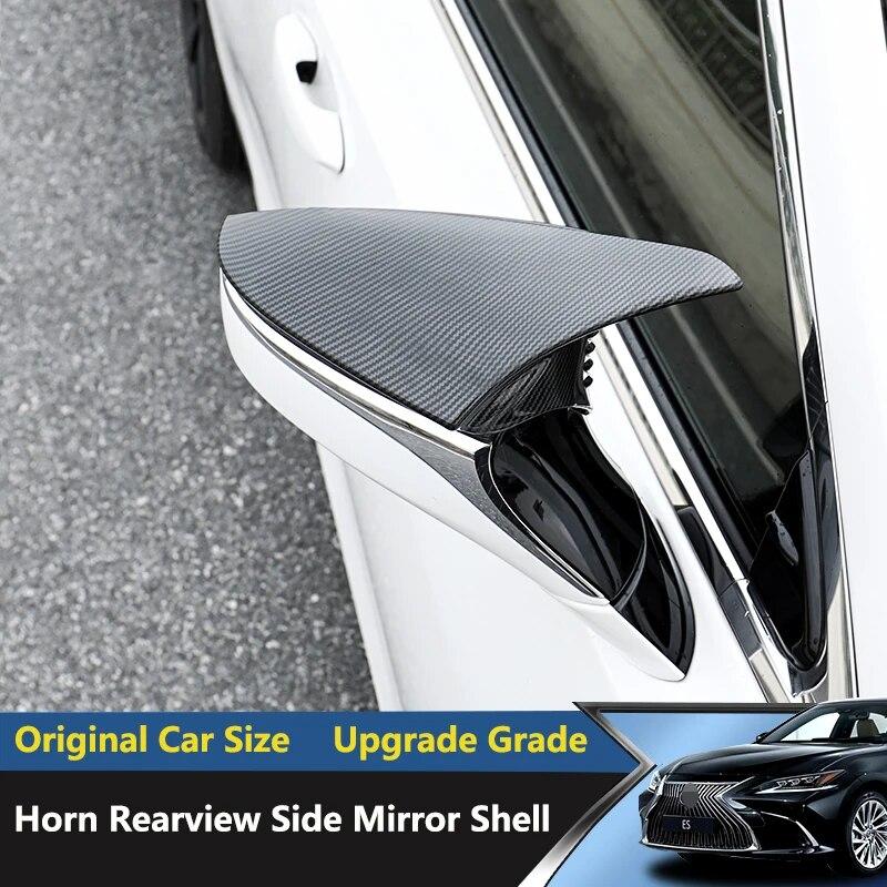 QHCP Car Rear View Mirror Cover Ox Horn Side Rearview Mirror Shell ABS For Lexus ES 200 260 300H 2018- Exterior Accessories