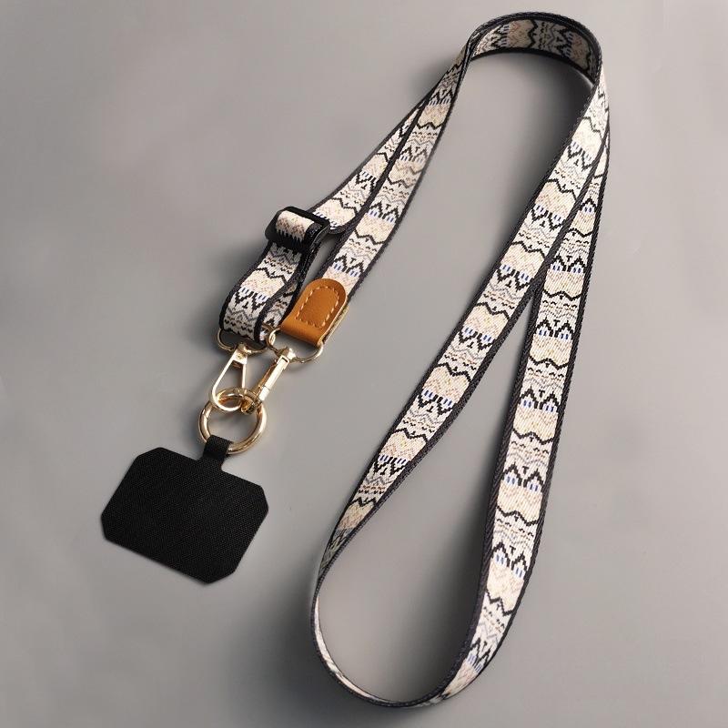 Vintage Muster Umhänge-Handyband mit verstellbarem Nackenband und robuster Kette für Frauen