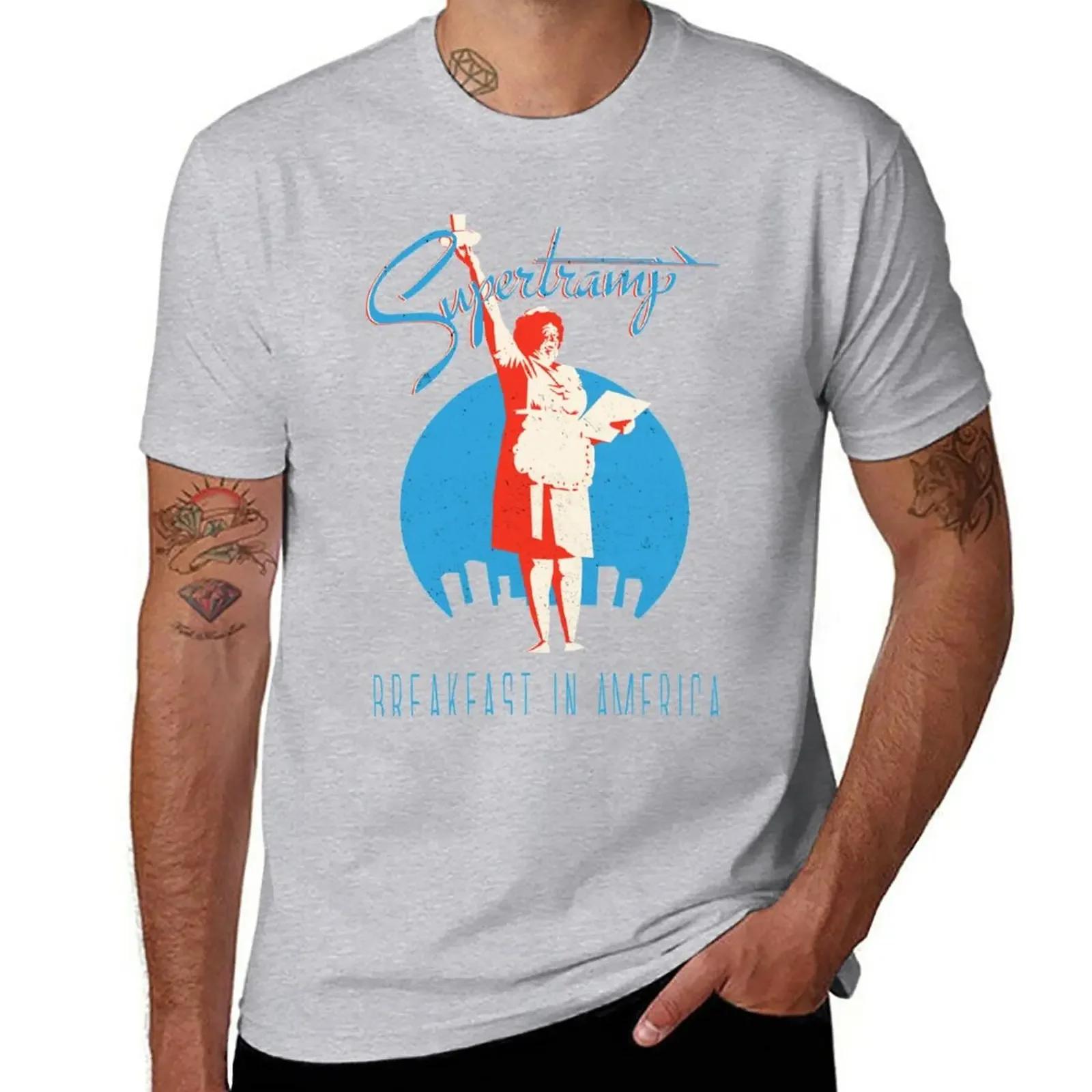 Supertramp Breakfast in America tshirt Clear TShirt hippie clothes plain black t shirts men S