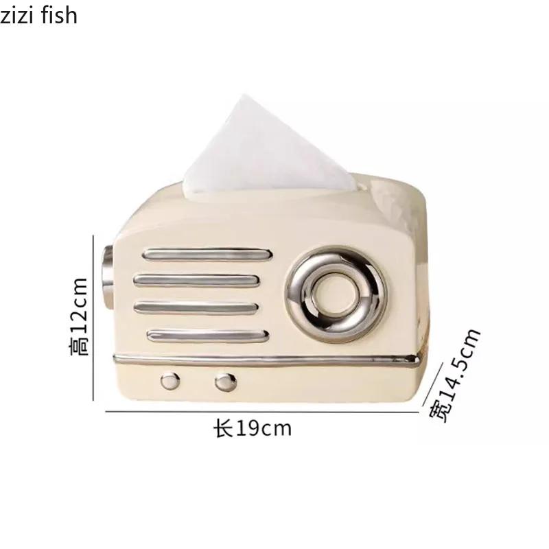Radio Shape Ceramic Tissue Box Paper Towel Holder Napkin Paper Box Removable Tissue Box Tissue Storage Container Household Items